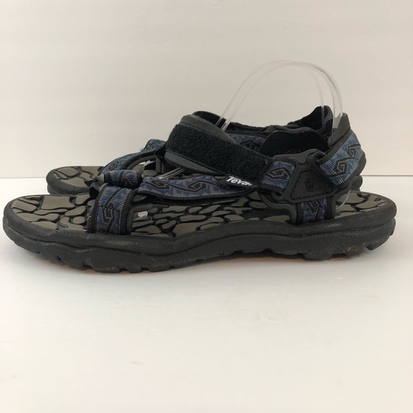 Teva Sandals Mens 13 Terrafi Original Universal Black Blue Spiral River Rubber - Picture 4 of 11